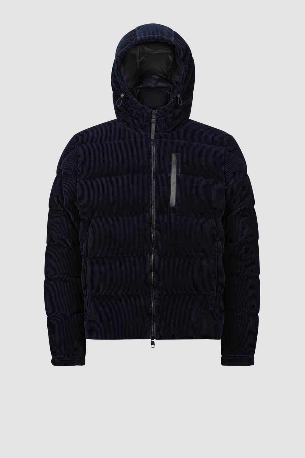 Doudoune courte capuche Vederna velours bleu marine Moncler-influensse