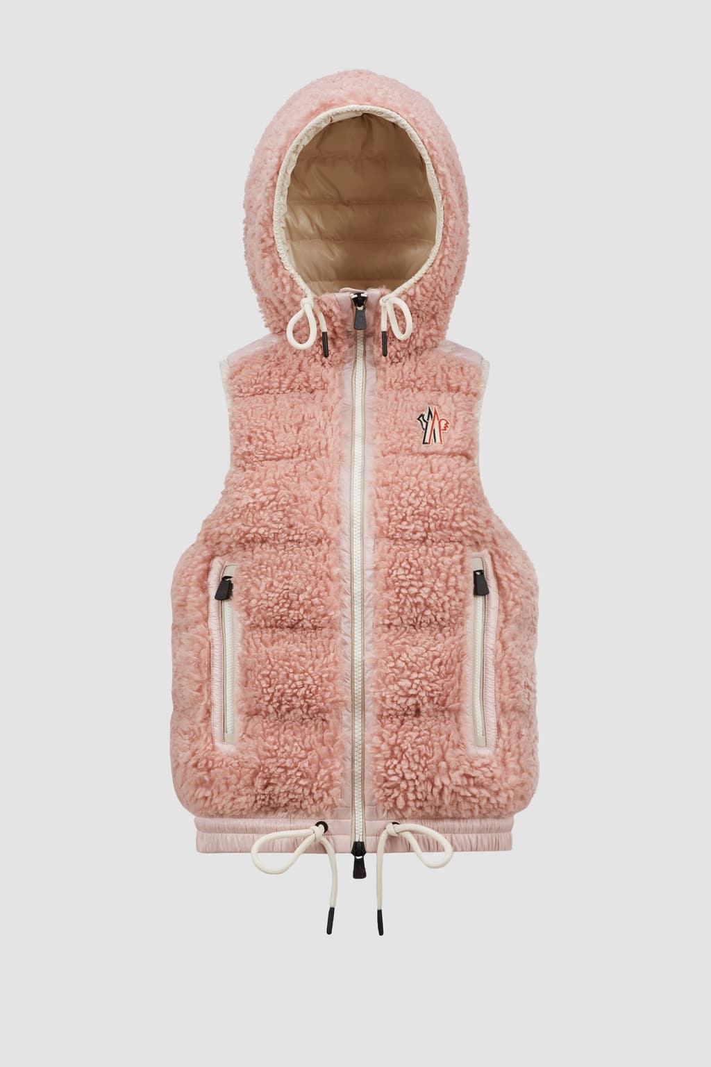 Doudoune sans manches capuche Teddy rose Moncler-influensse