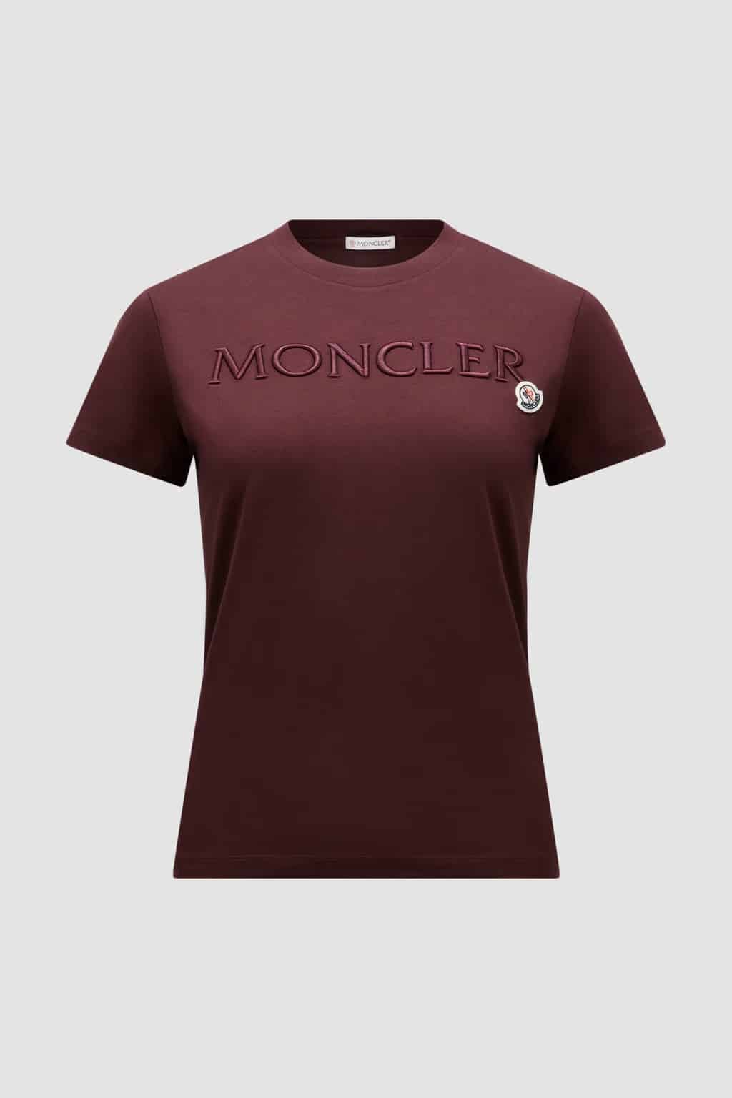 T-shirt coton logo brodé bordeaux Moncler