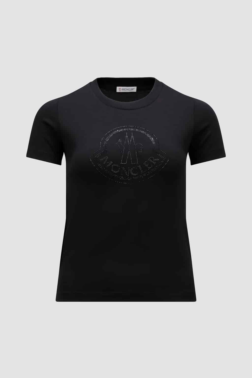 T-shirt coton logo cristaux noir Moncler-influensse