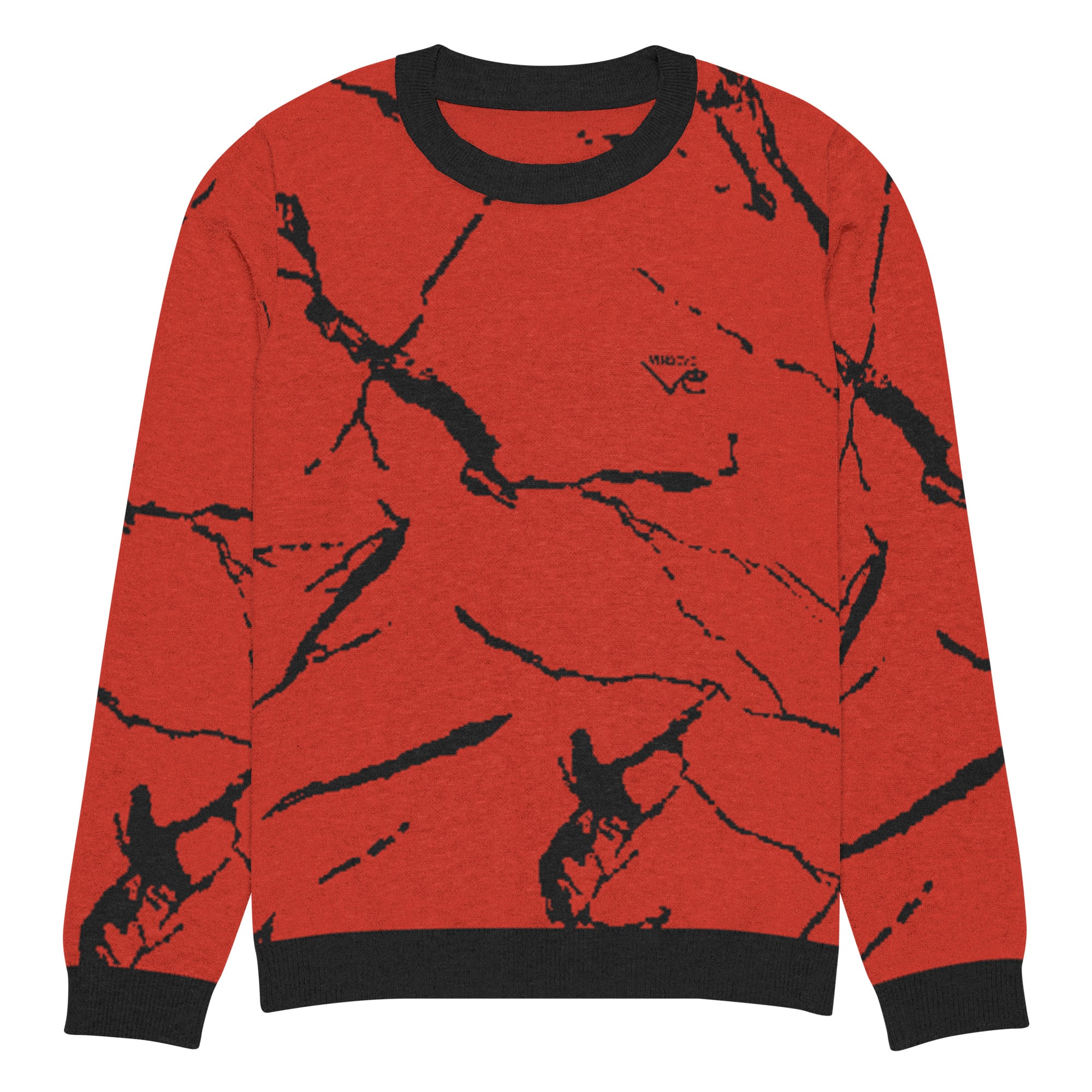 Pull tricot streetwear luxe marbre rouge Vinseye-influensse