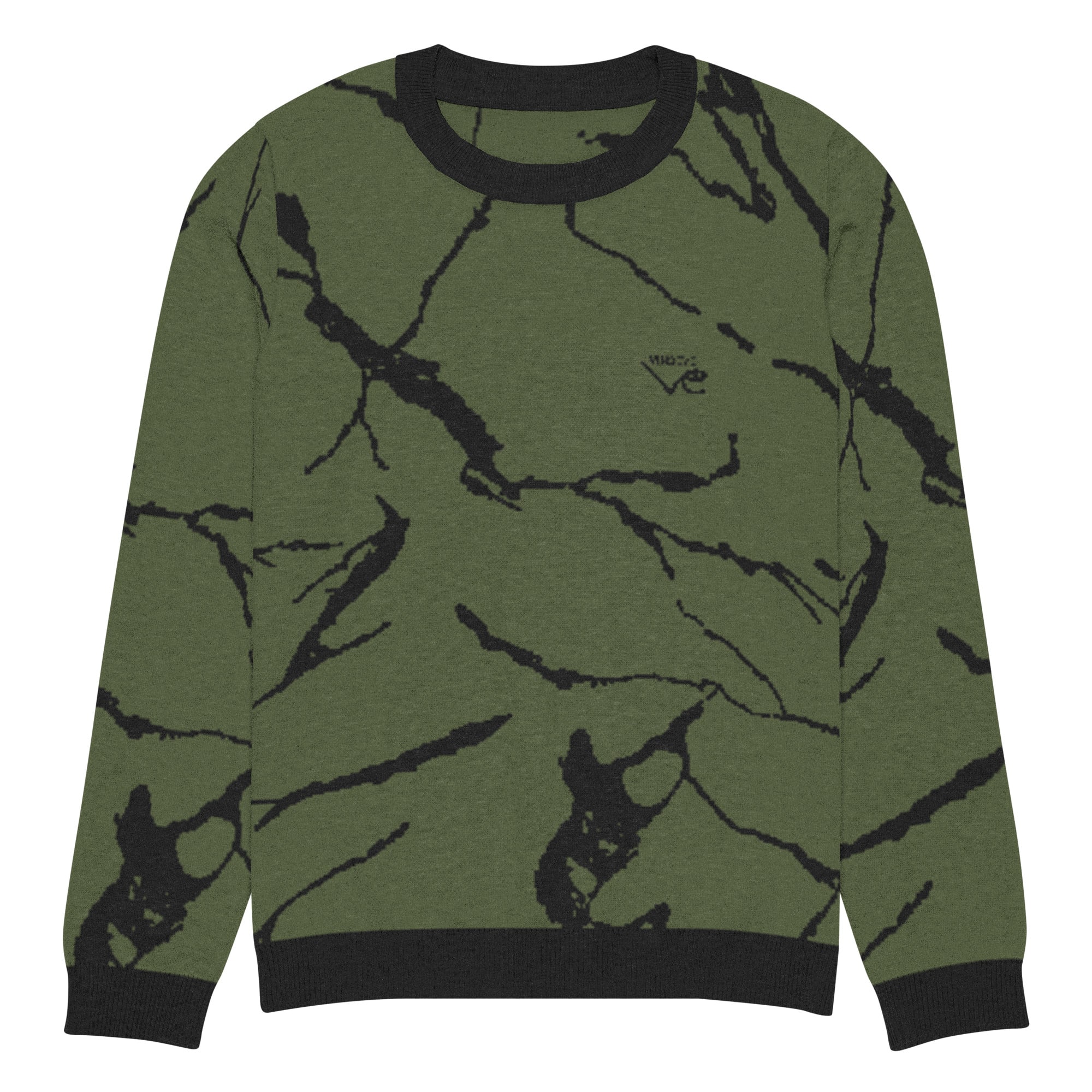 Pull tricot streetwear luxe marbre olive Vinseye-influensse