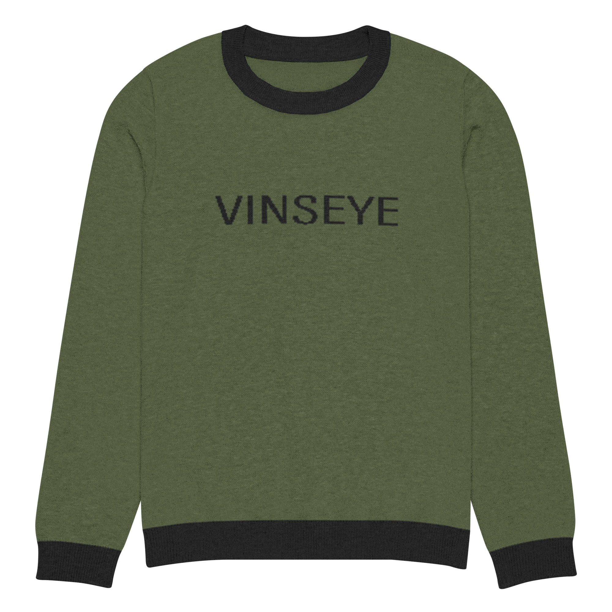 Pull tricot luxe logo type olive Vinseye-influensse