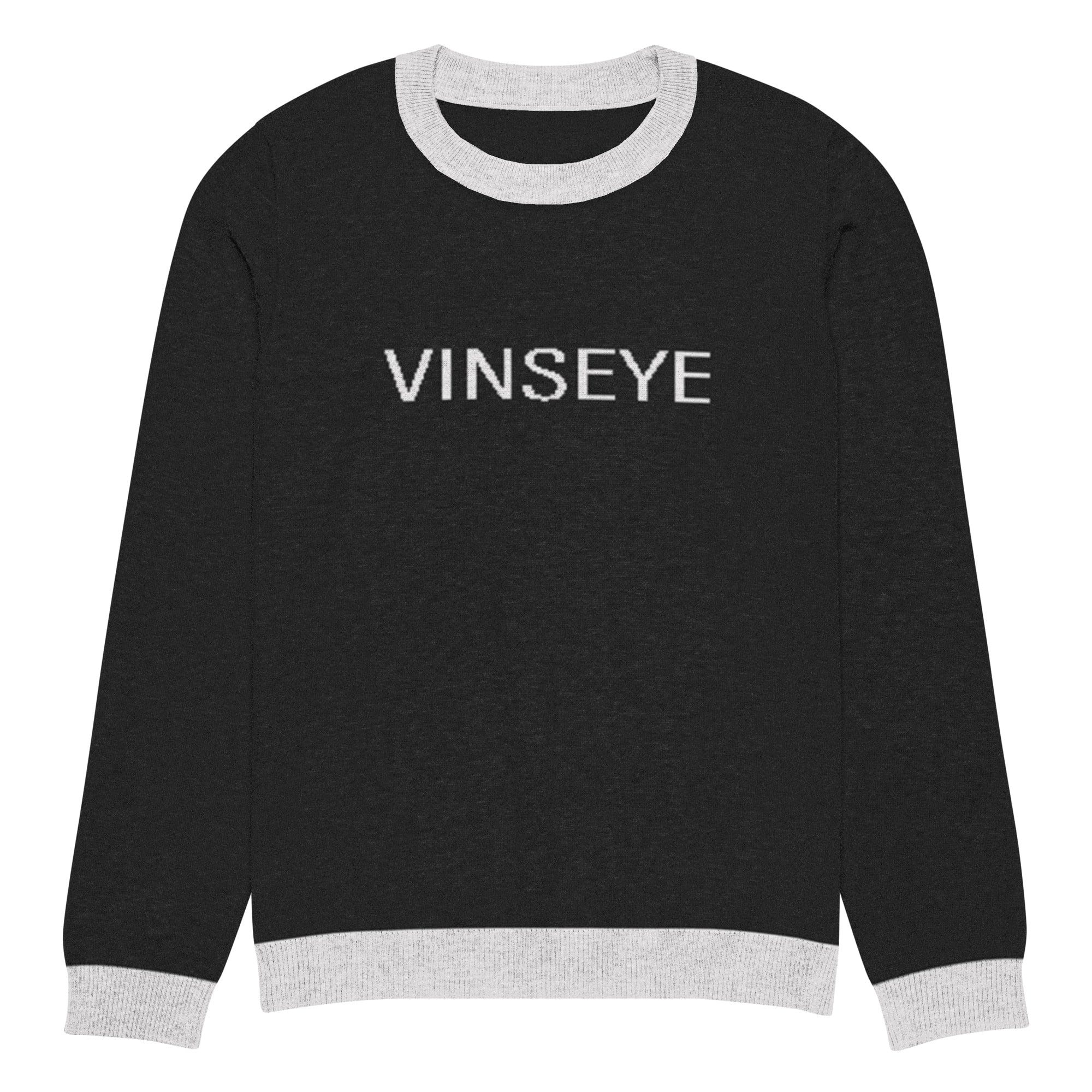 Pull tricot luxe logo type noir Vinseye-influensse