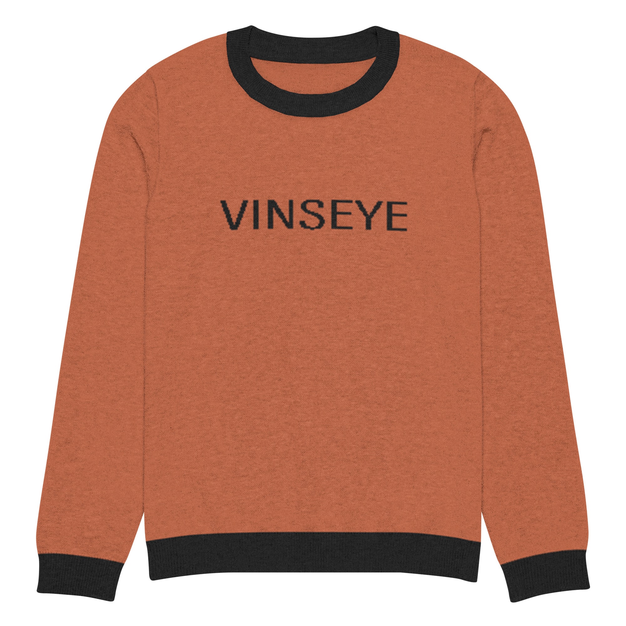 Pull tricot luxe logo type orange brulé Vinseye-influensse