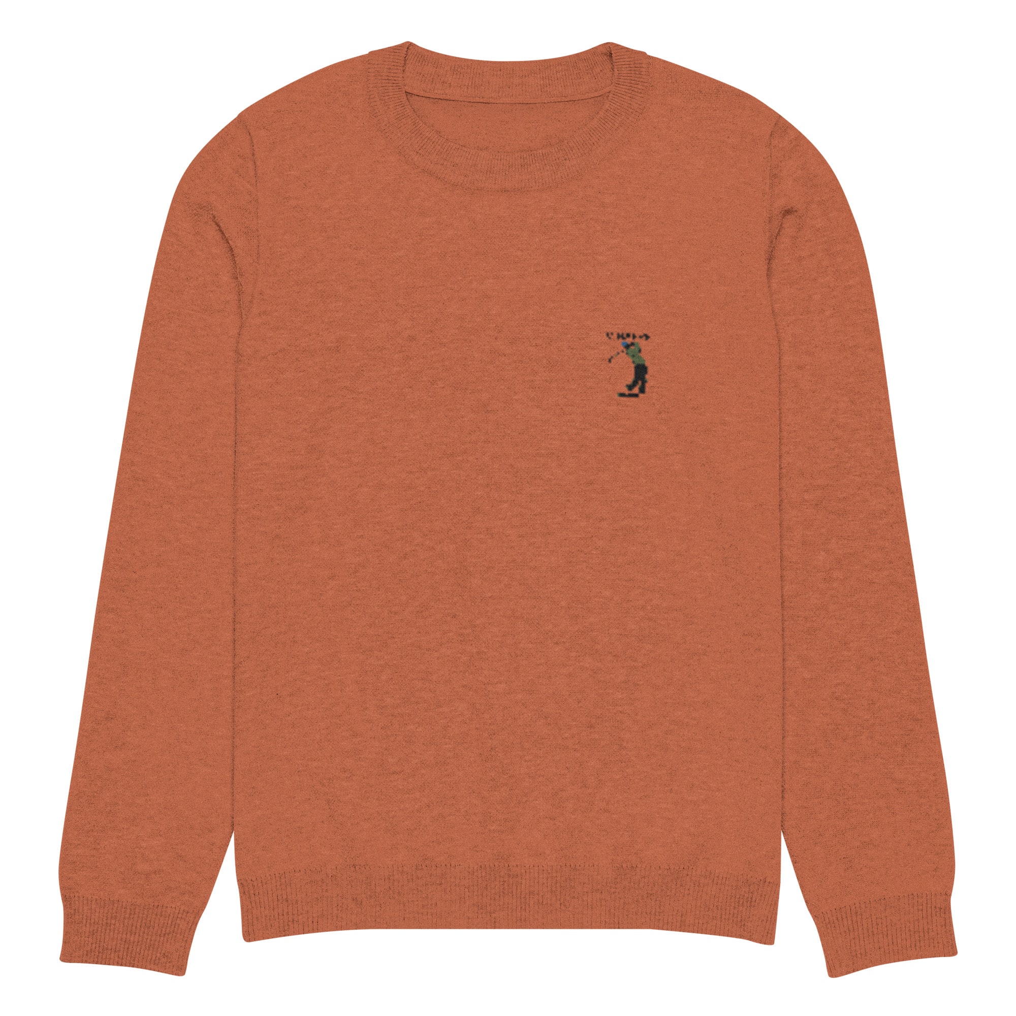 Pull tricot luxe street golfer orange brulé Vinseye-influensse