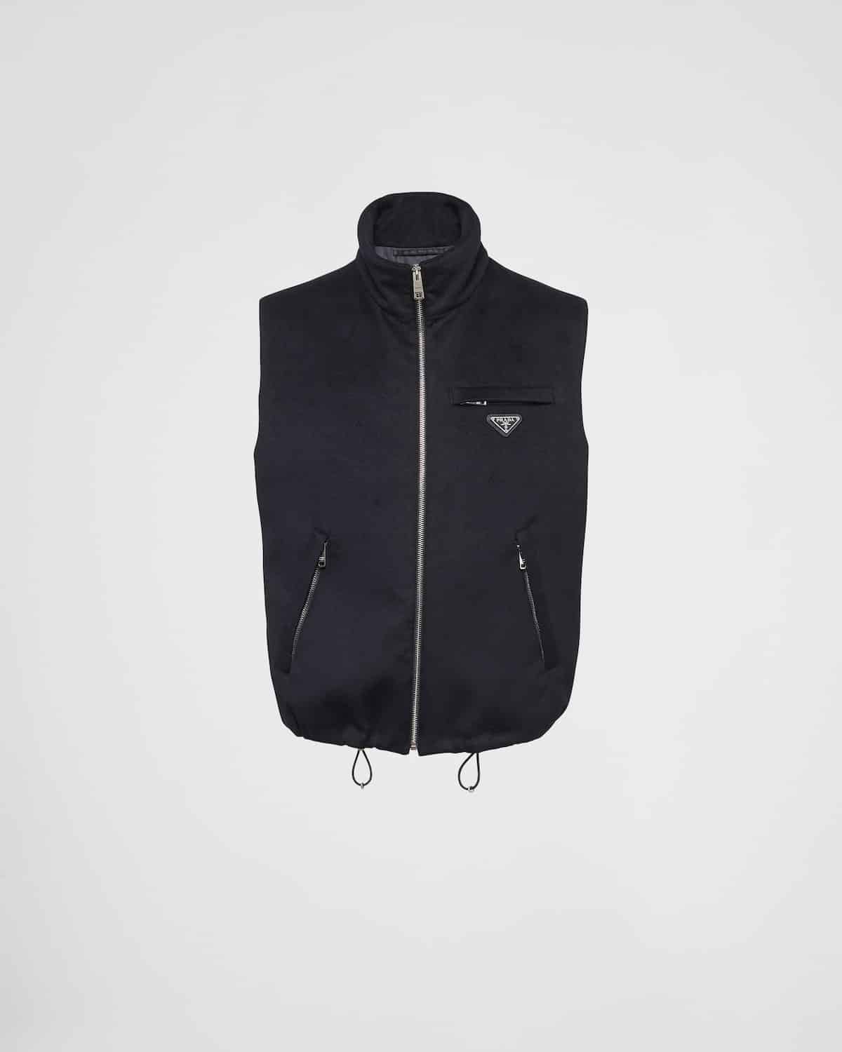 Gilet sans manches matelas cachemire bleu Prada-influensse