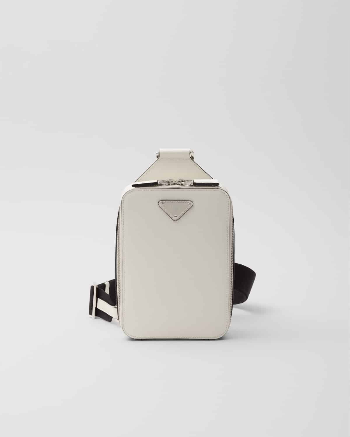 Sac à bandoulière brique cuir Saffiano blanc Prada-influensse