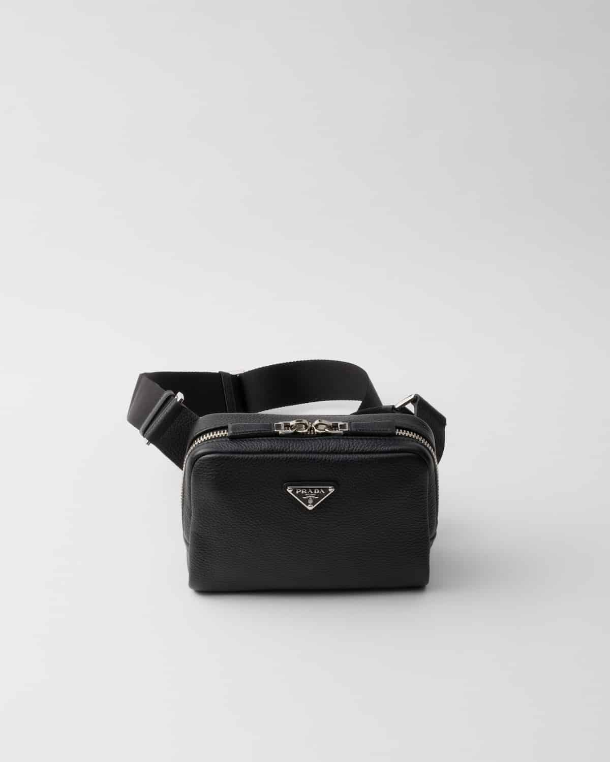 Sac à bandoulière cuir noir Prada-influensse