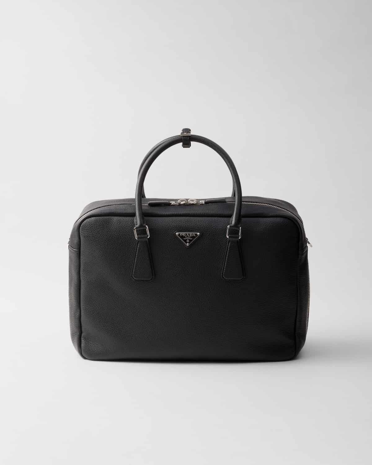 Sac Bizness cuir noir Prada-influensse