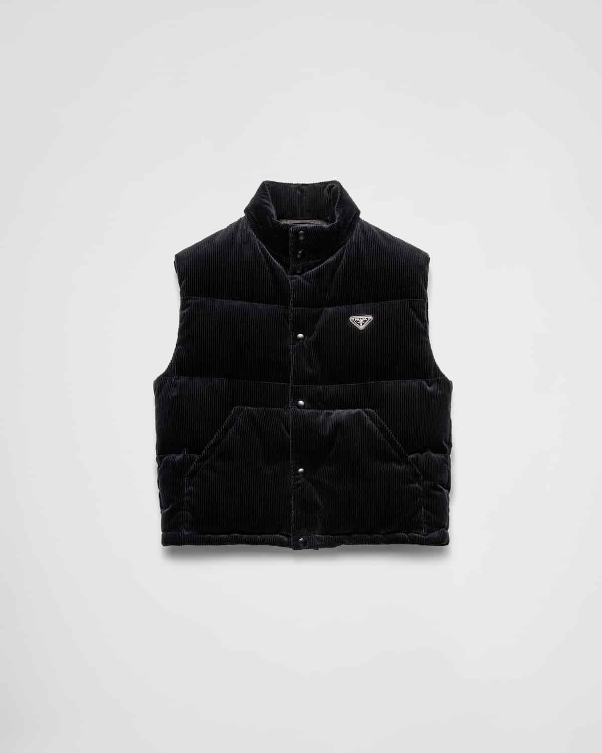 Gilet sans manches matelas velours noir Prada-influensse