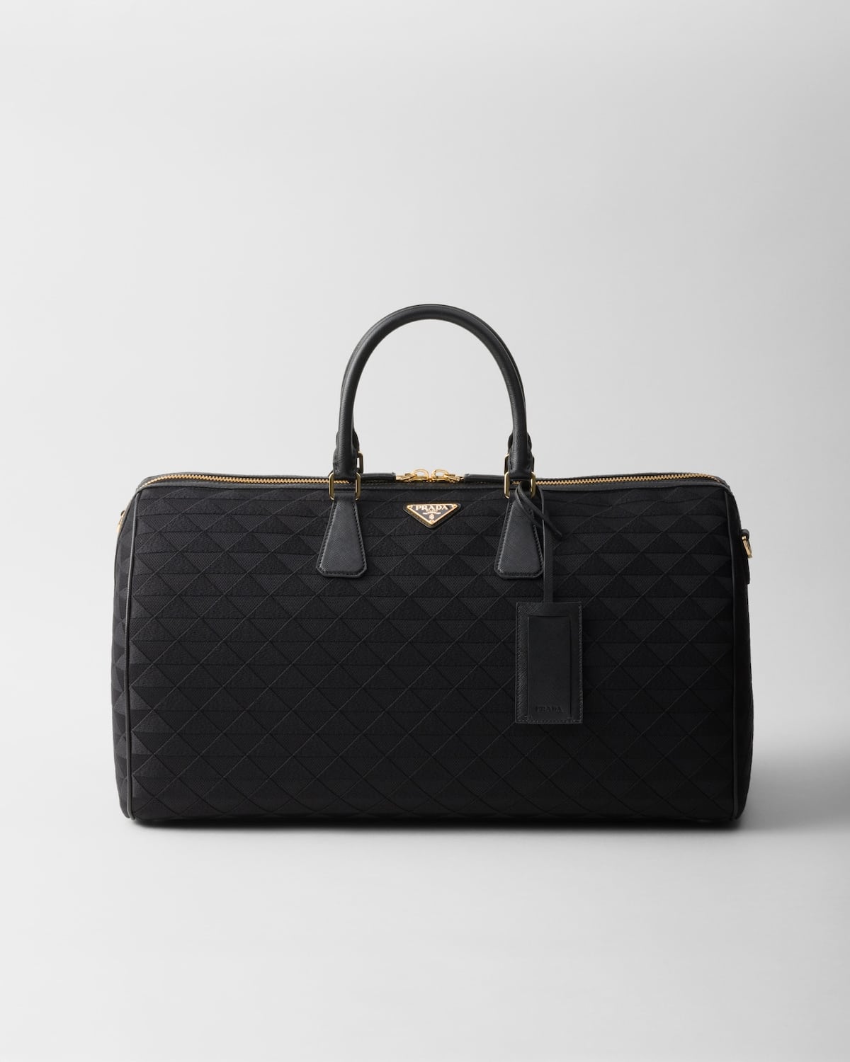 Sac de voyage tissu brodé noir Prada-influenss