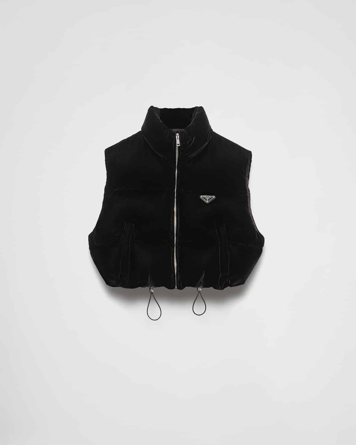 Doudoune sans manches velours noir Prada-influensse