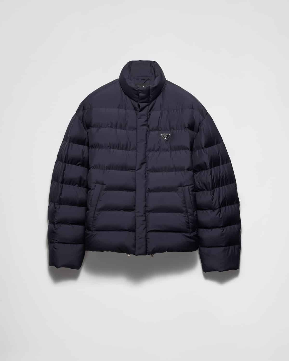 Doudoune courte tissu technique bleu Prada-influensse