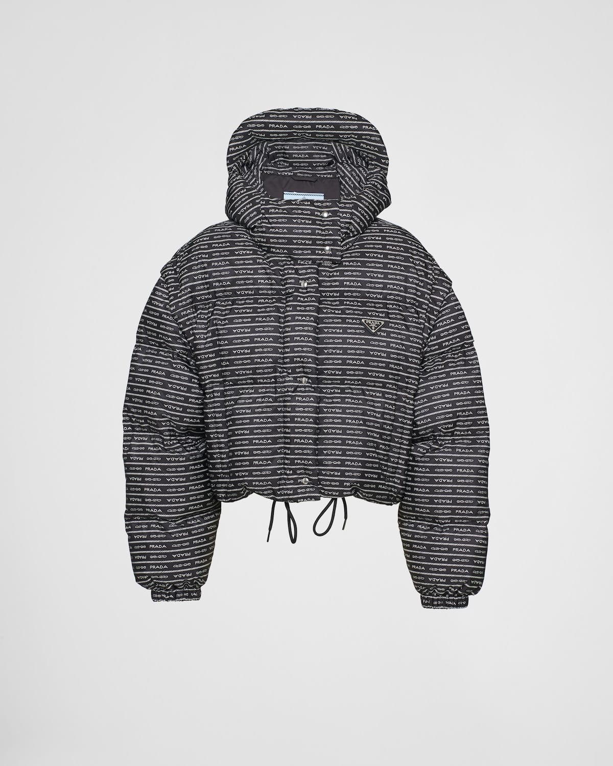 Doudoune à capuche convertible Re-Nylon noir blanc Prada-influensse