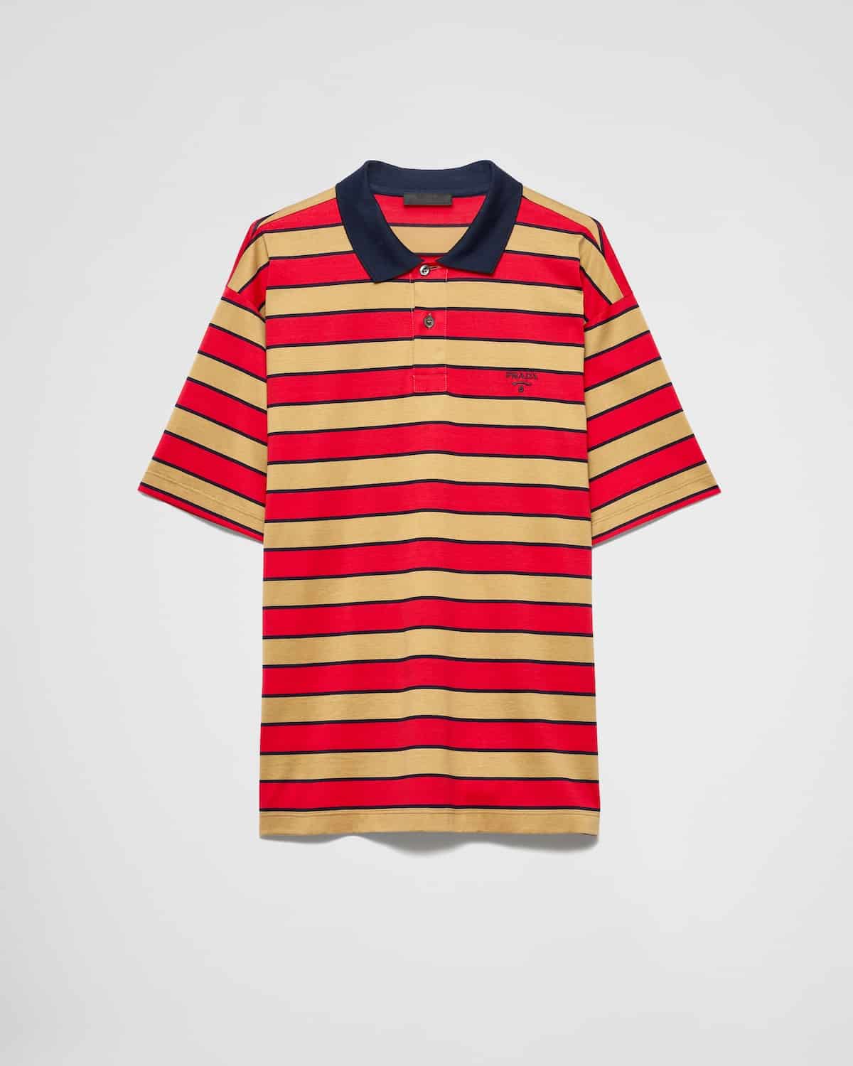 Polo coton rayures camel rouge Prada-influensse