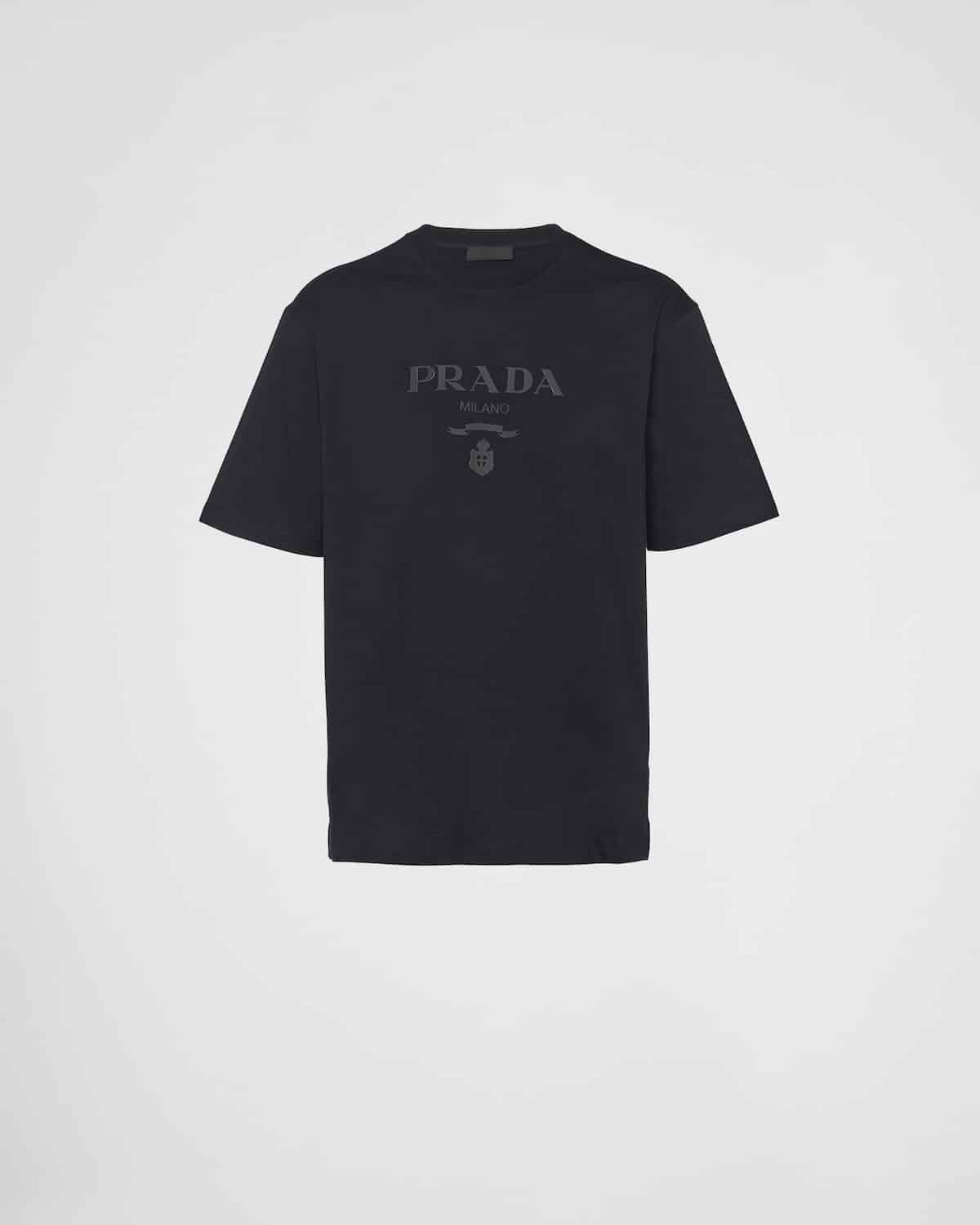 T-shirt coton Lettering noir Prada-influensse