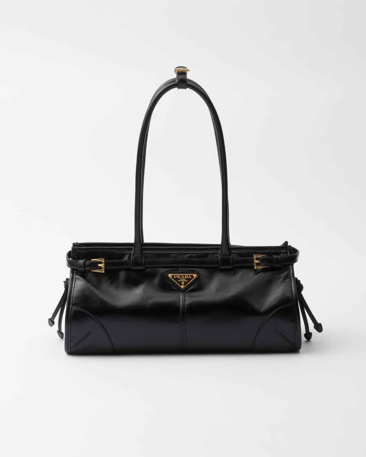 Sac à main cuir noir Prada-influensse