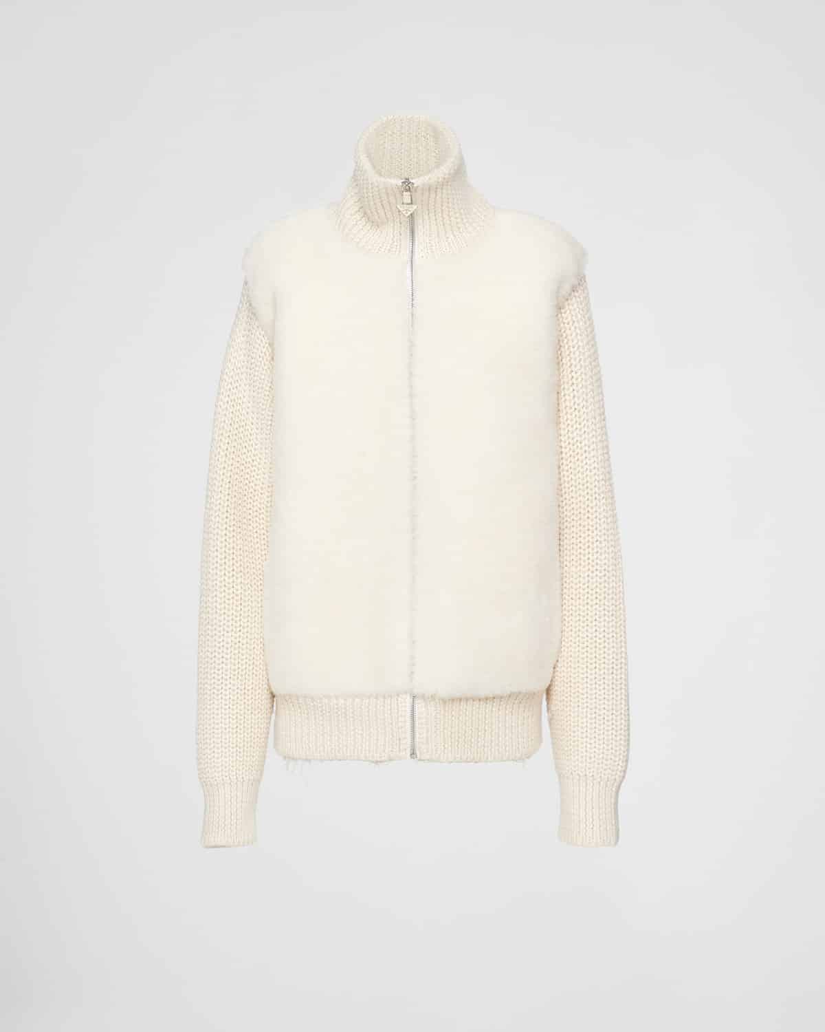 Cardigan oversize alpaga blanc Prada-influensse