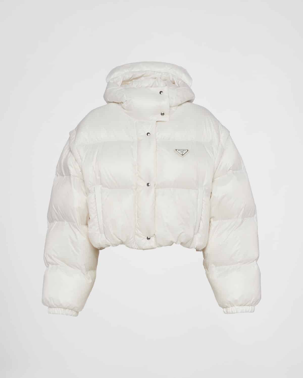 Doudoune courte capuche convertible Re-Nylon blanc Prada-influensse