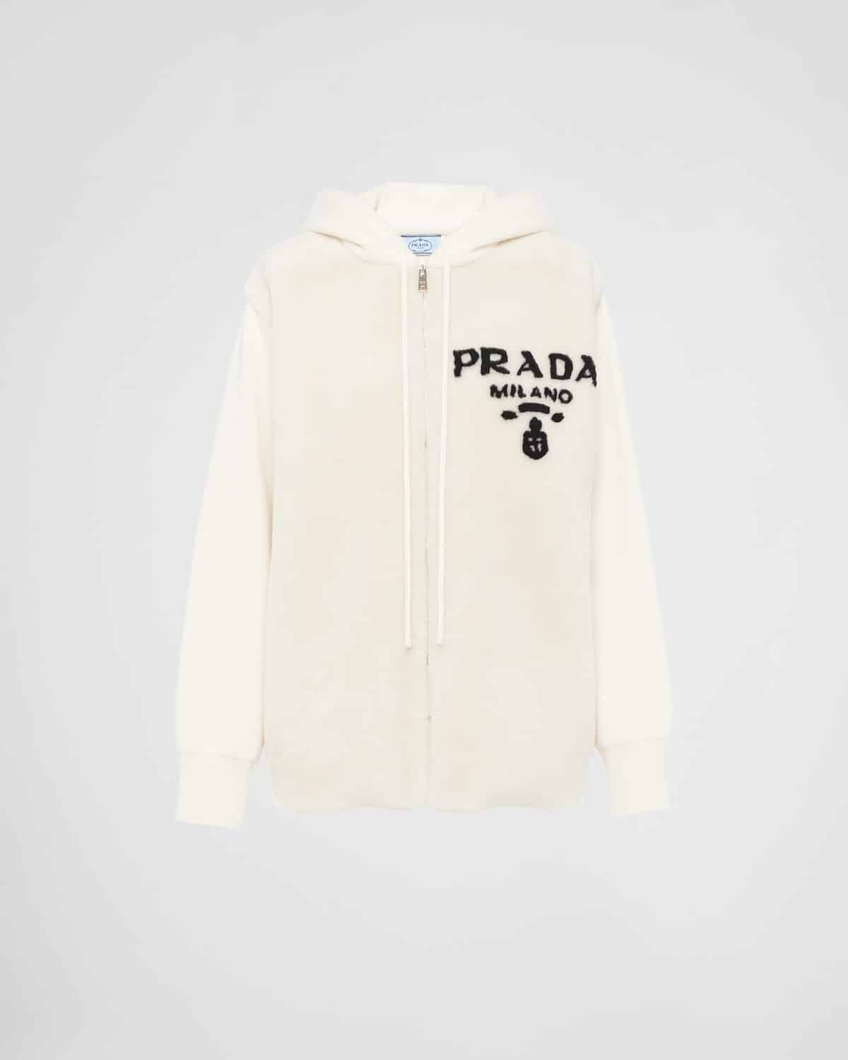 Sweat à capuche cachemire mouton talc Prada-influensse