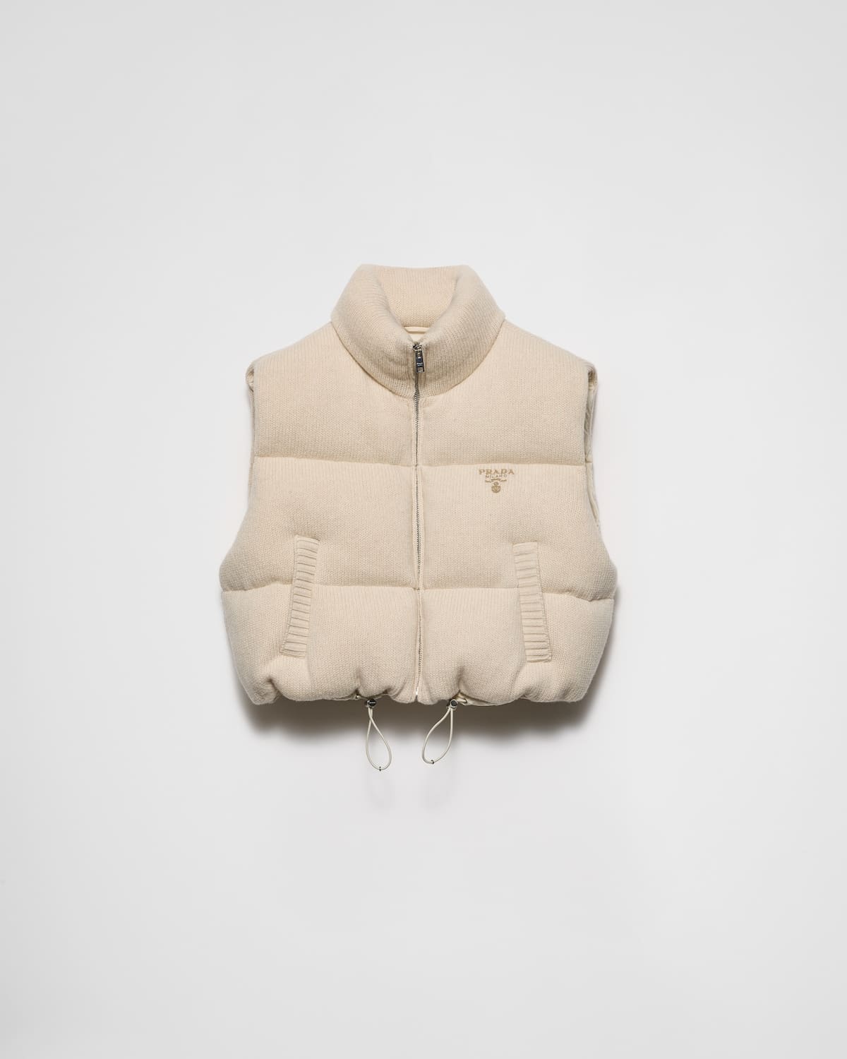 Doudoune sans manches laine et cachemire ivoire Prada-influensse