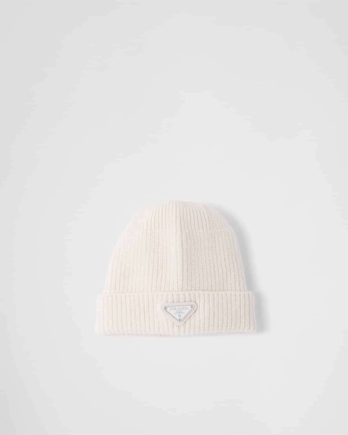Bonnet laine cachemire blanc Prada-influensse