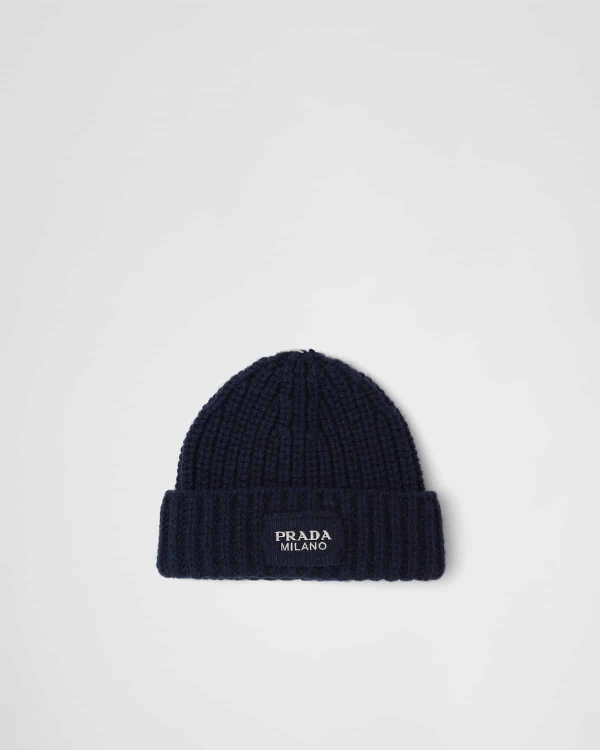 Bonnet maille cachemire bleu Prada-influensse