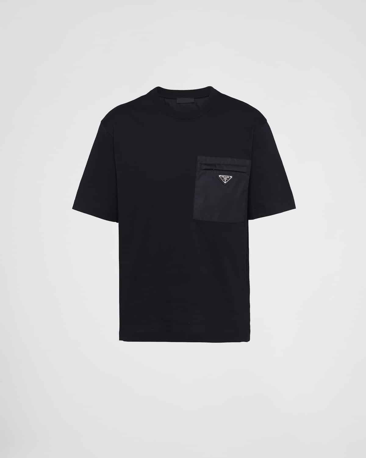 T-shirt Re-Nylon jersey noir Prada-influensse