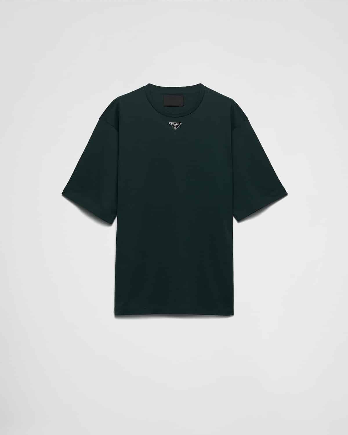 T-shirt coton vert bouteille Prada-influensse