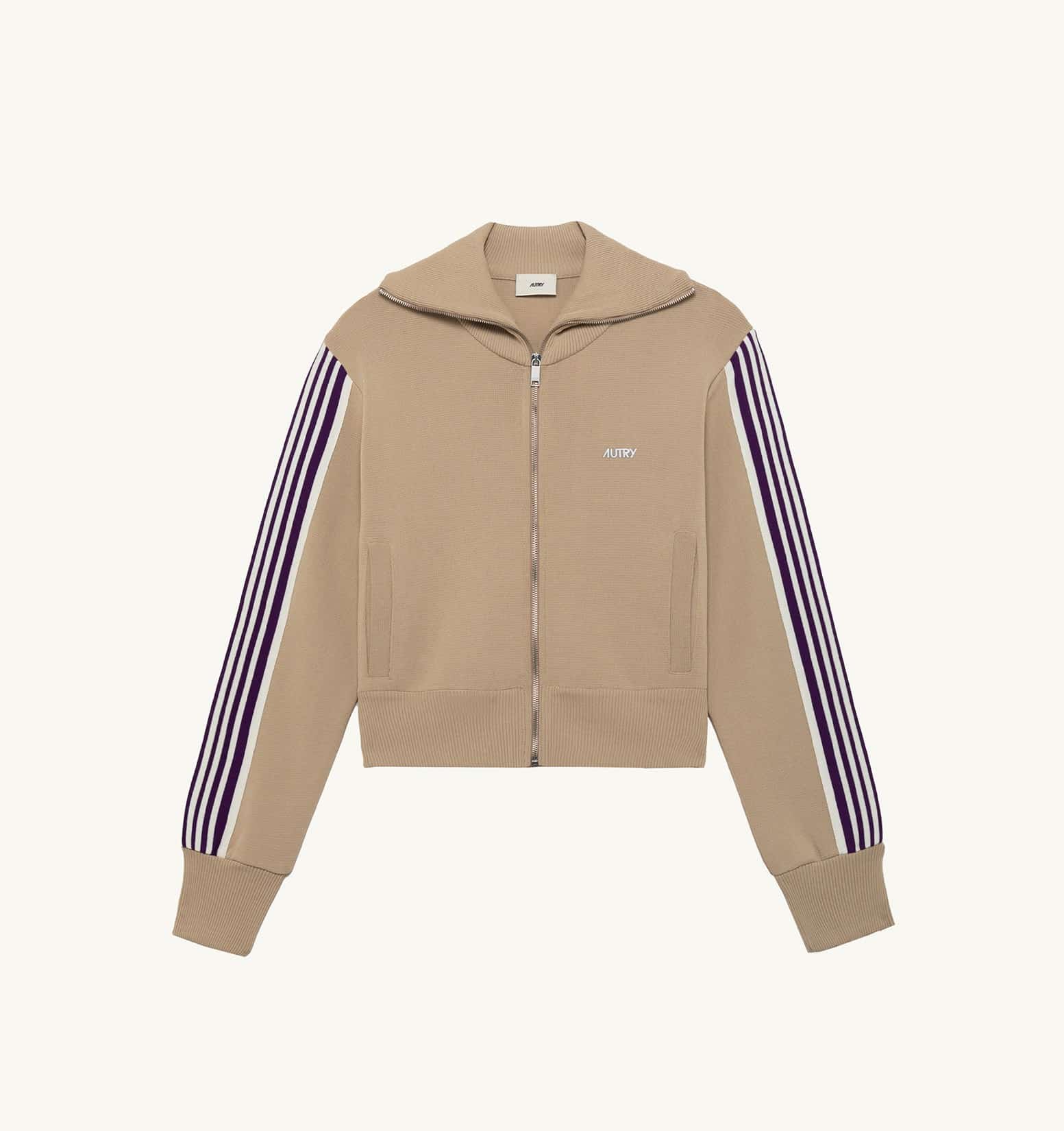 Veste viscose tennis zip tricot beige Autry-influensse