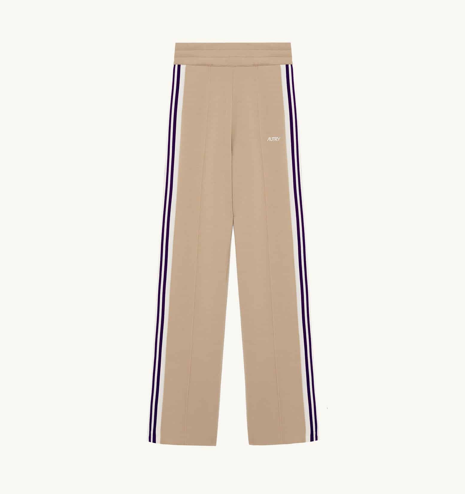 Pantalon jogging viscose tennis zip tricot beige Autry-influensse