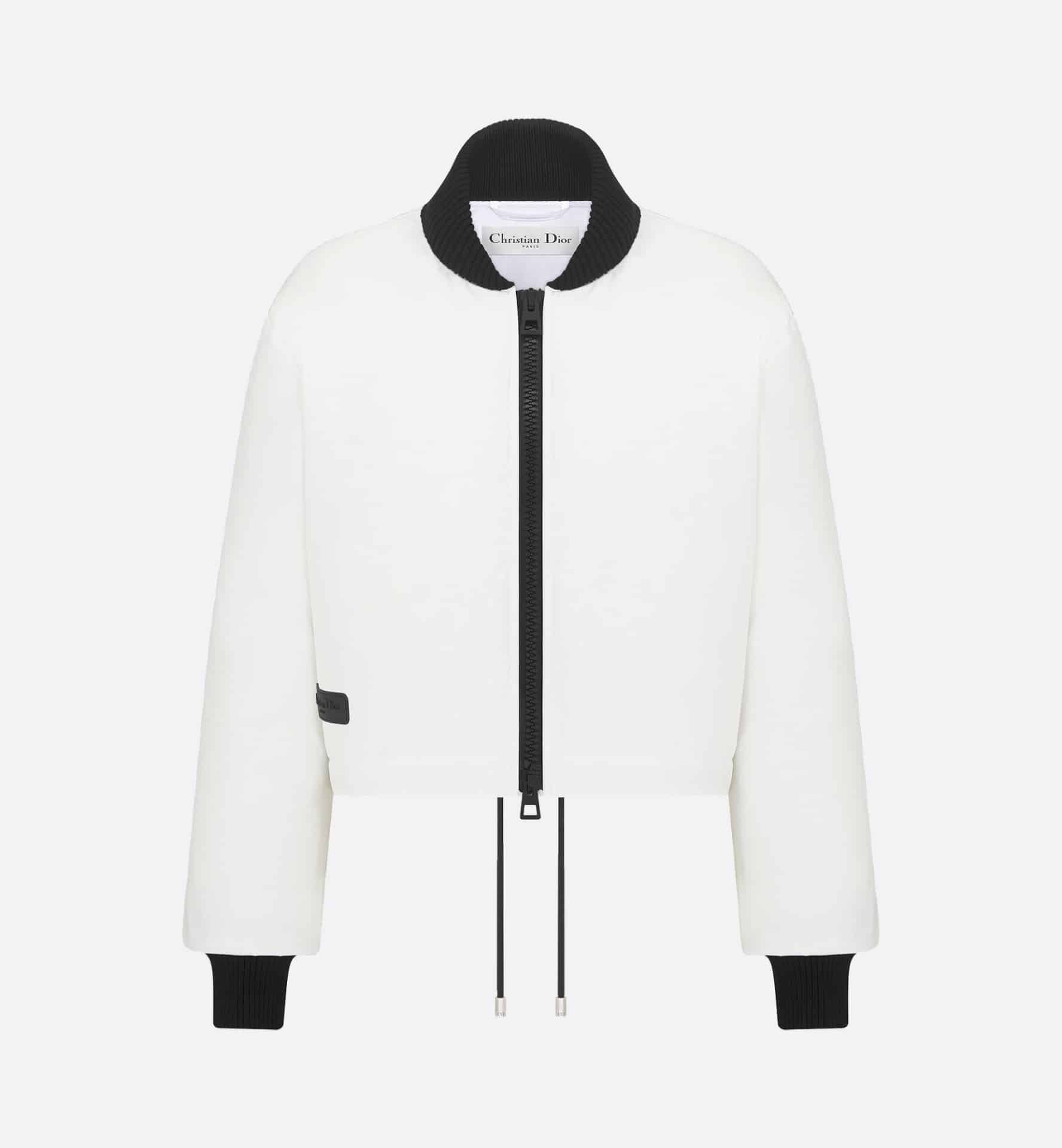 Bomber court DiorAlps motif Miss Dior noir taffetas blanc-influensse