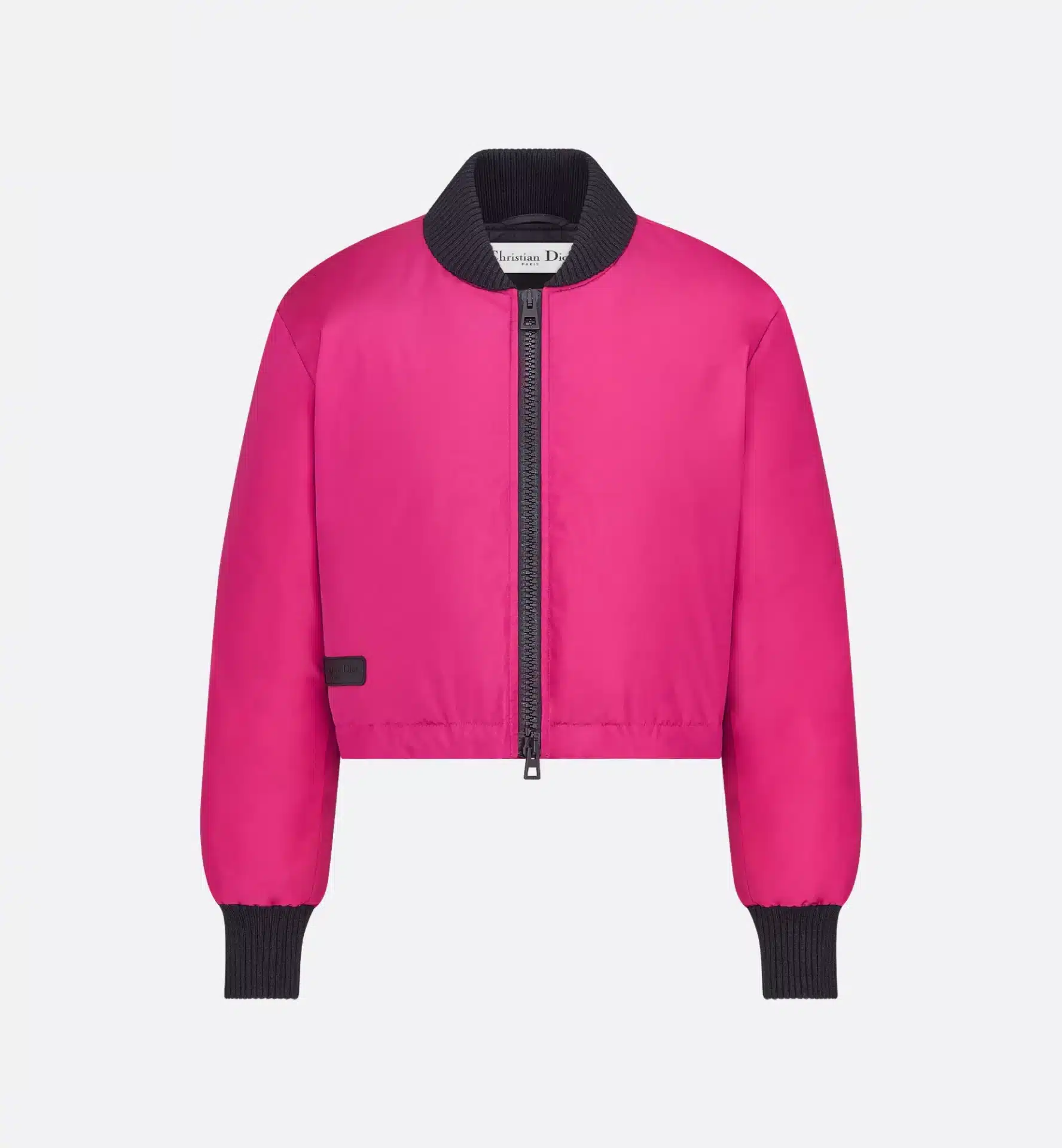 Bomber court DiorAlps motif Miss Dior noir taffetas rose vif-influensse