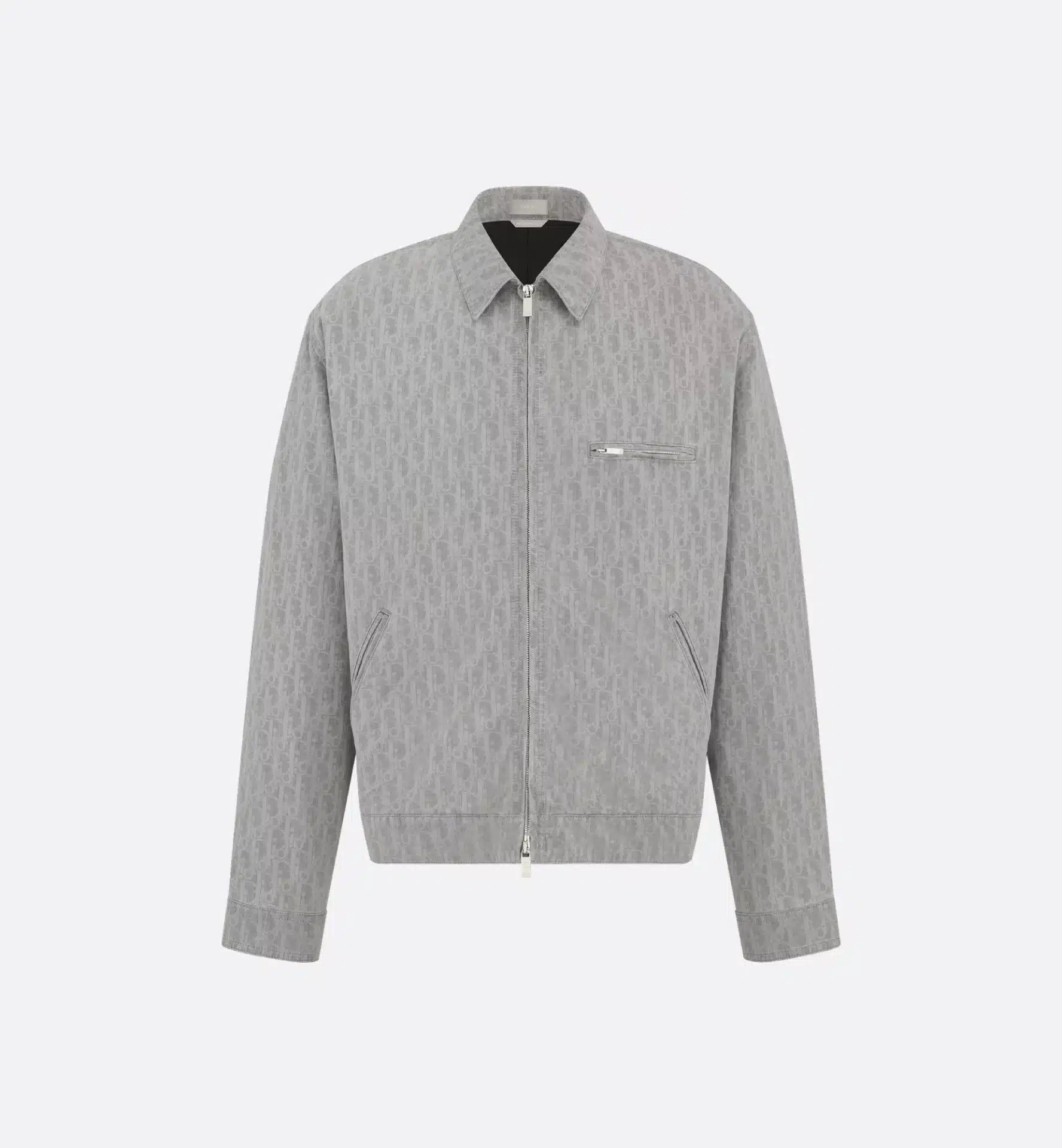 Blouson zip motif oblique Denim gris Dior-influensse