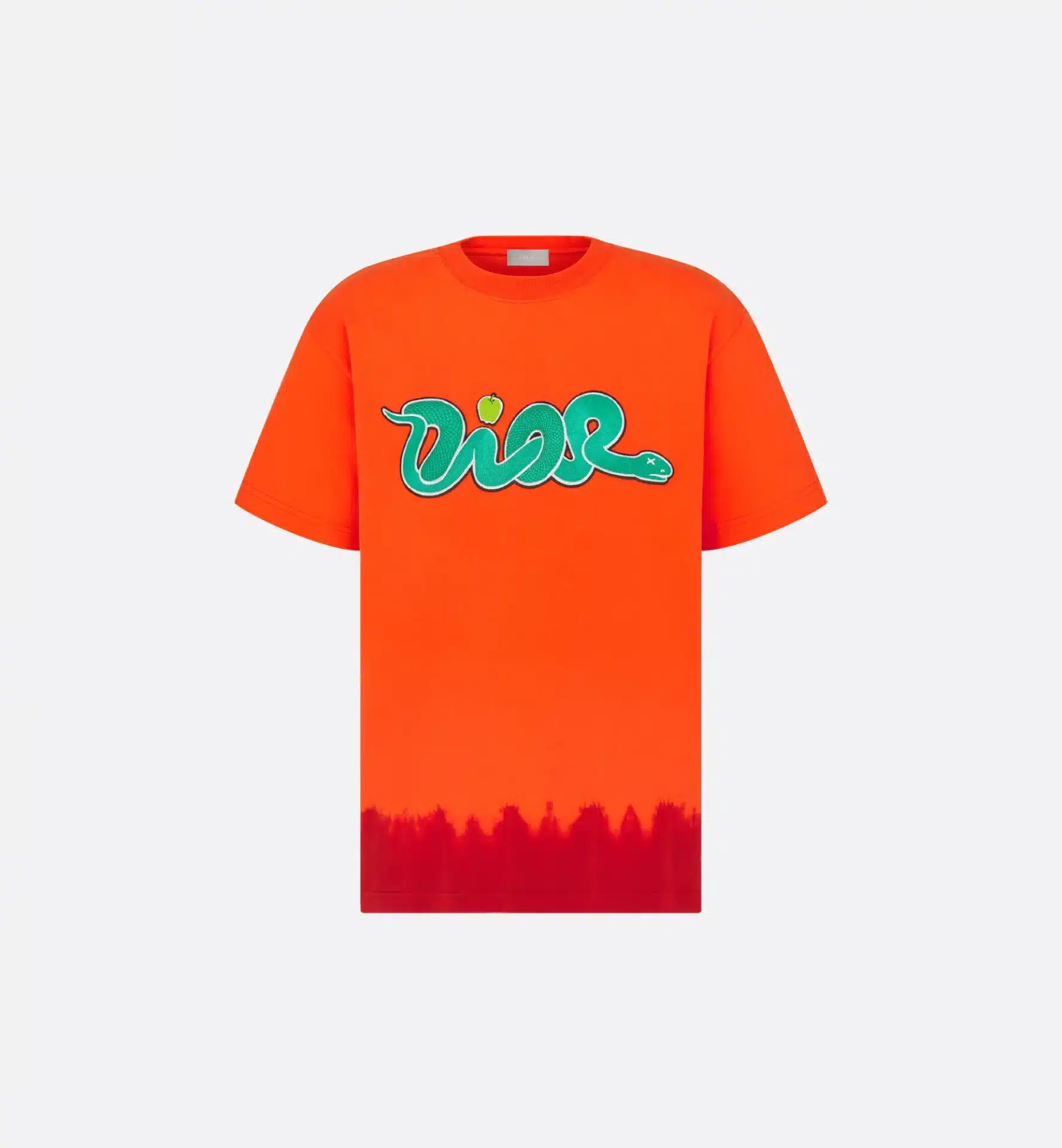 T-shirt streetwear luxe Dior And Kaws jersey coton orange rouge-influensse