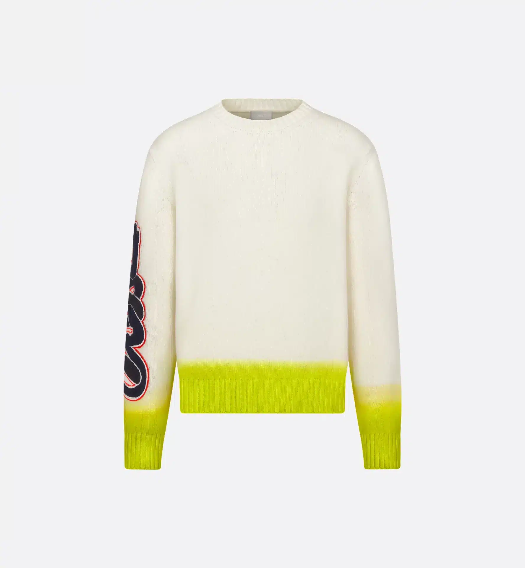 Pull streetwear luxe Dior And Kaws laine blanc jaune-influensse