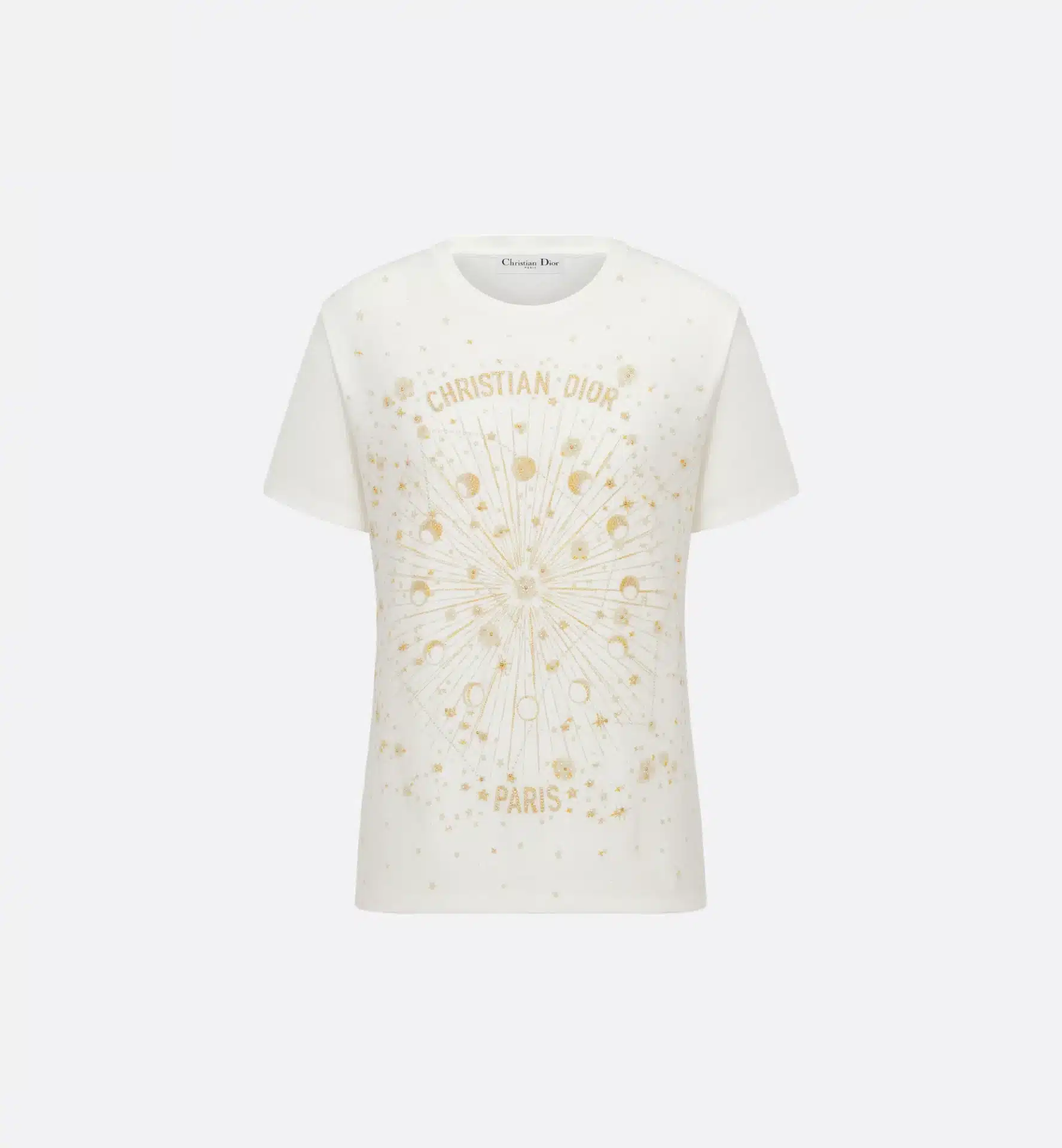 T-shirt luxe brodé Dior Astral doré coton blanc Dior-influensse