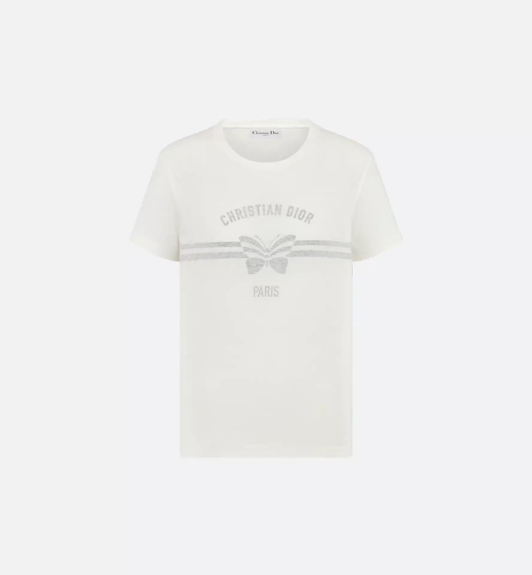 T-shirt luxe Christian Dior papillon gris jersey coton lin blanc-influensse
