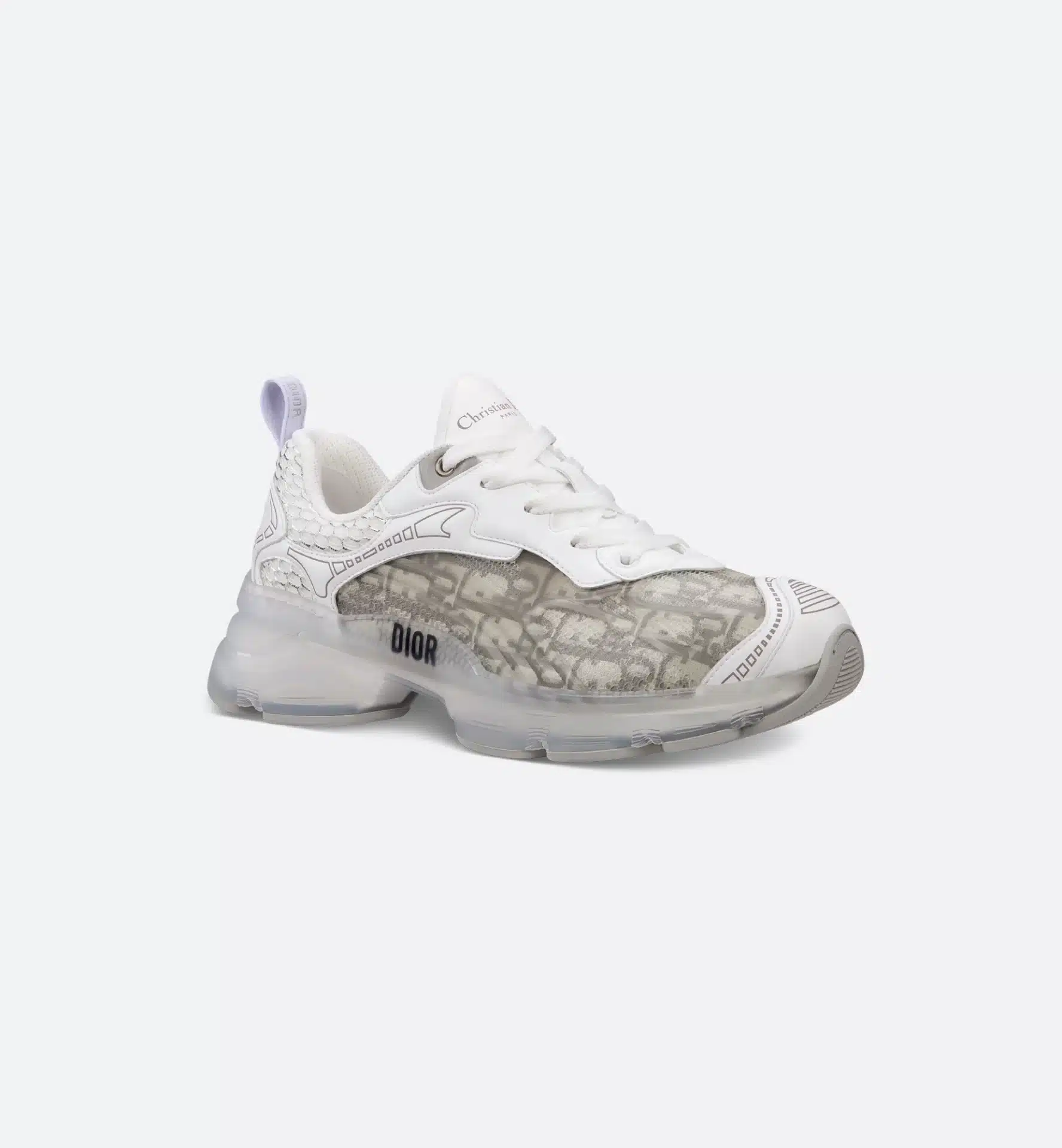 Sneaker luxe Dior Vibe motif oblique résille transparent cuir gris-influensse