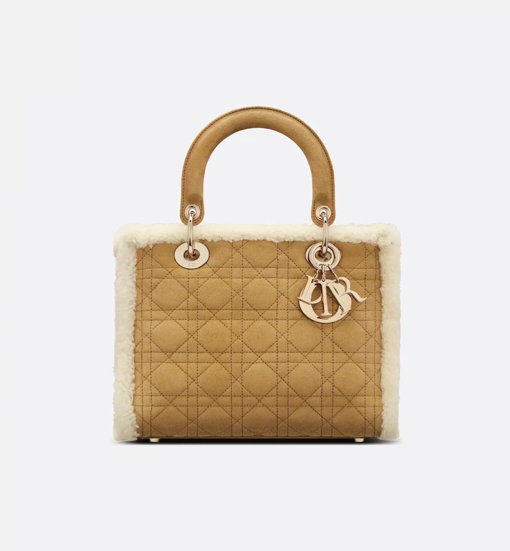 Sac à main Lady Dior Medium laine écrue cuir suède beige Dior-influensse