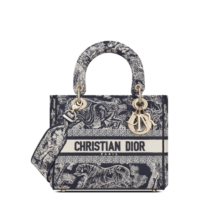Sac à main Lady D-Lite Medium Toile de Jouy reverse bleue Dior-influensse