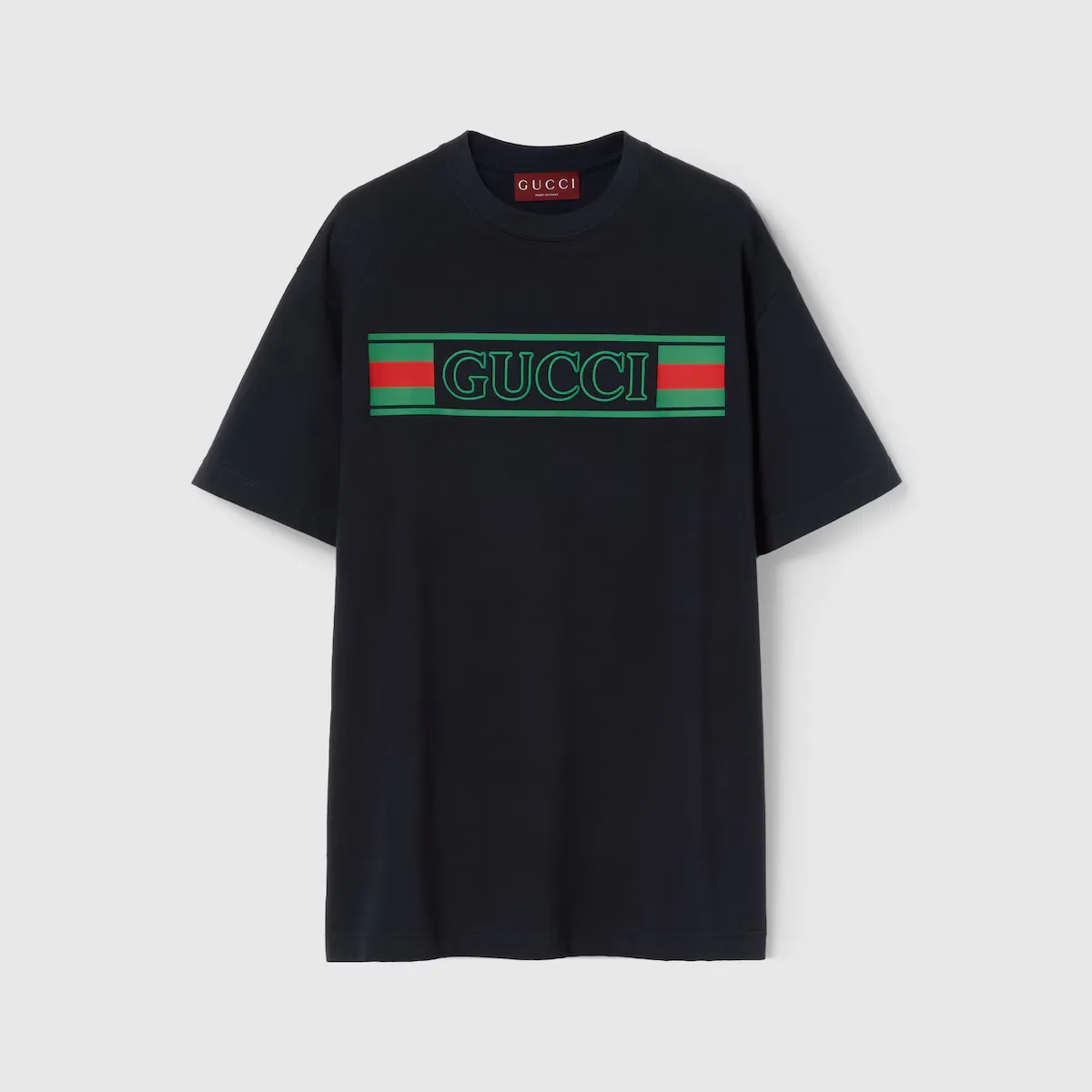 T-shirt coton bandeau Web bleu marine Gucci-influensse