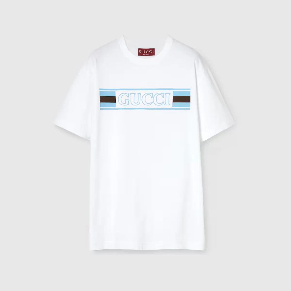 T-shirt coton bandeau Web blanc Gucci-influensse