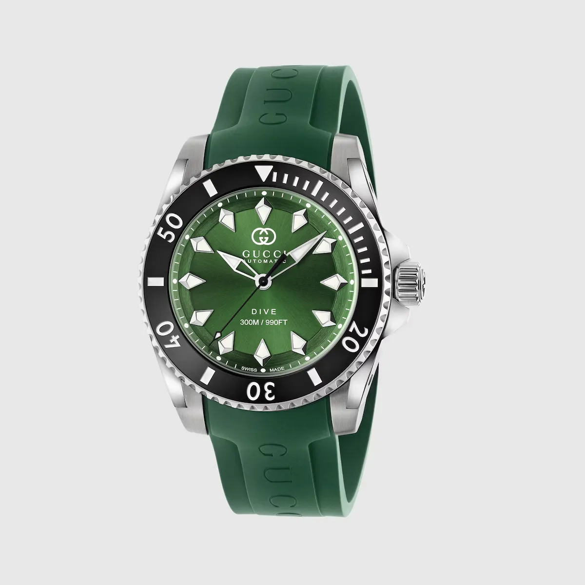 Montre Homme luxe Dive 40 mm caoutchouc vert Gucci-influensse