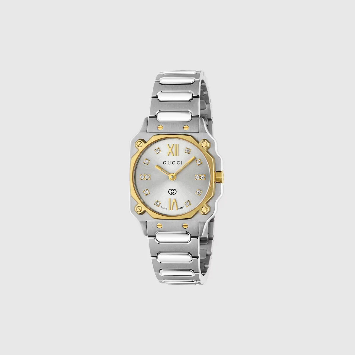 Montre Femme luxe G-Flat 24 mm acier argent or Gucci-influensse