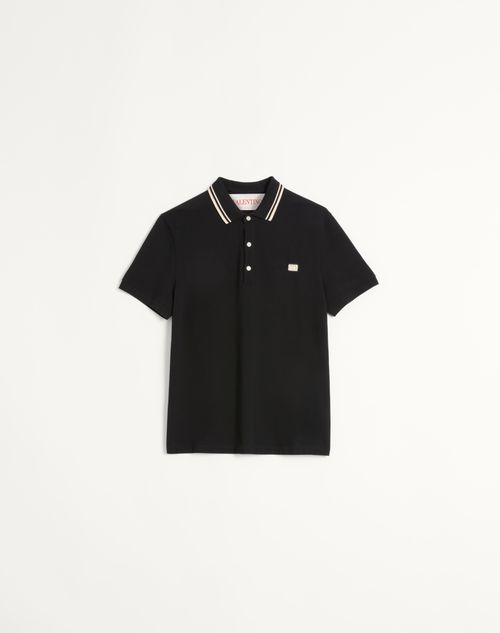 Polo Homme luxe écusson Vlogo piqué coton noir Valentino-influensse