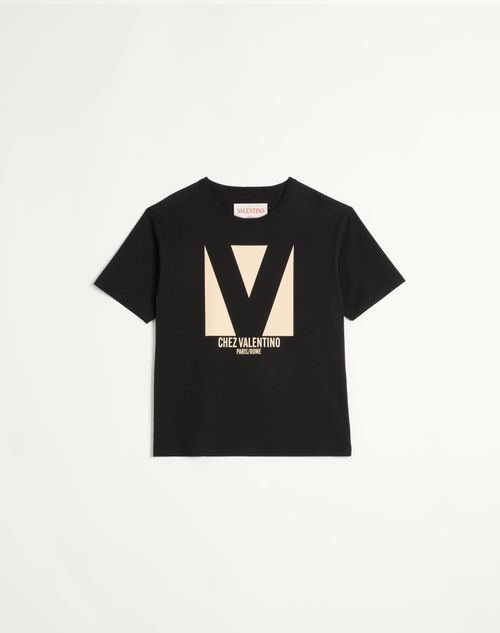 T-shirt luxe imprimé Chez Valentino coton noir-influensse