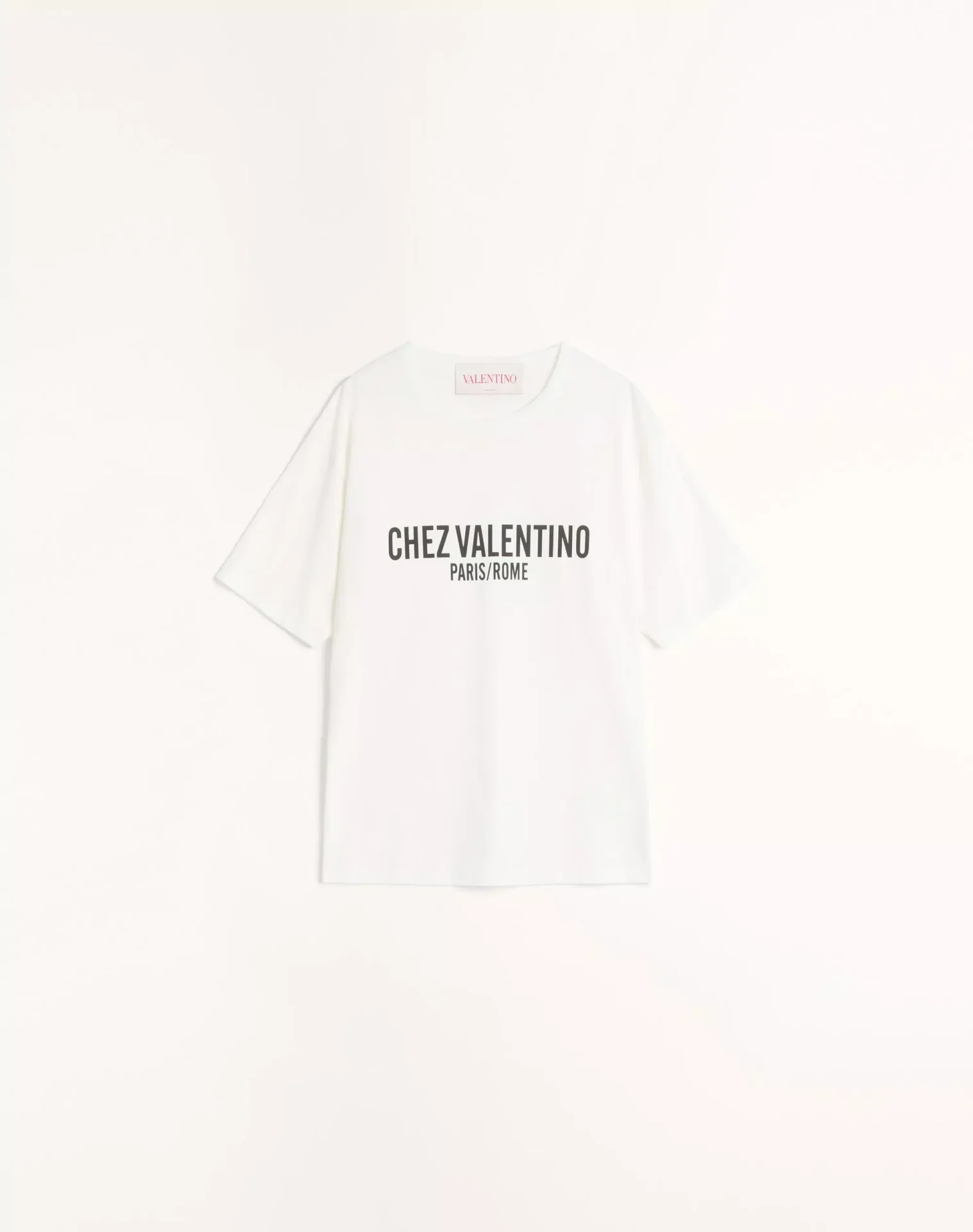 T-shirt luxe imprimé Chez Valentino oversize coton ivoire-influensse