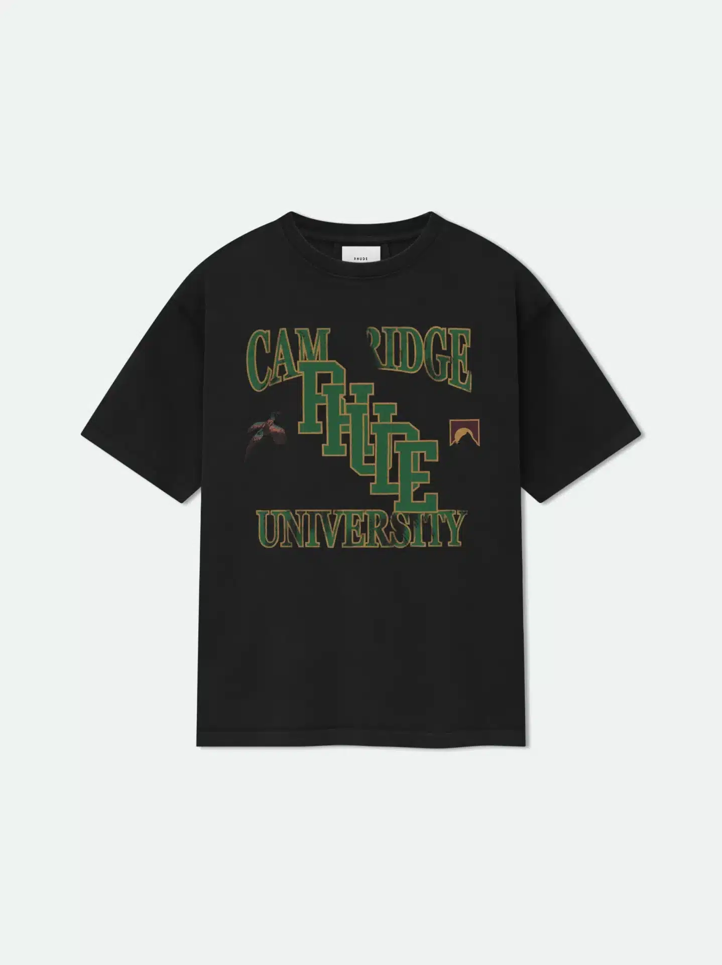 T-shirt luxe Universitaire coton noir Rhude-influensse
